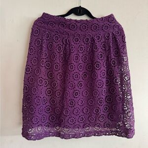 Garnet Hill Purple Crochet Lace Mini Skirt